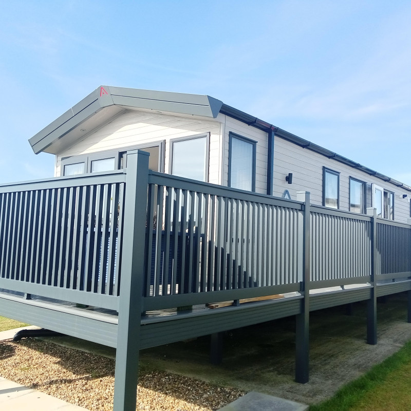 Atlas Image with decking on Thornwick Bay, Flamborough, Yorkshire