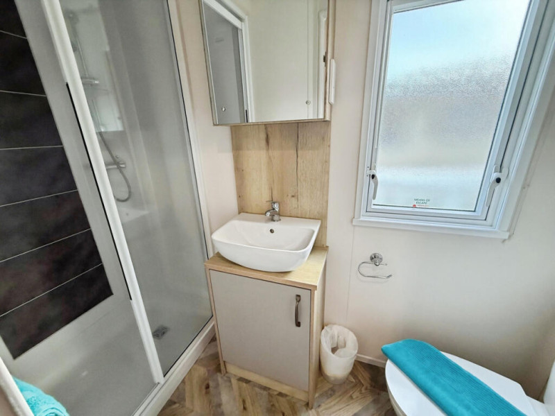 ABI Blenheim 2020 static caravan on a lakeside pitch at Hoburne Cotswold, nr Cirencester, Gloucestershire