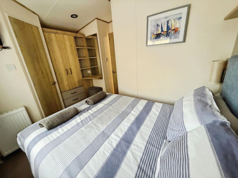 ABI Blenheim 2020 static caravan on a lakeside pitch at Hoburne Cotswold, nr Cirencester, Gloucestershire