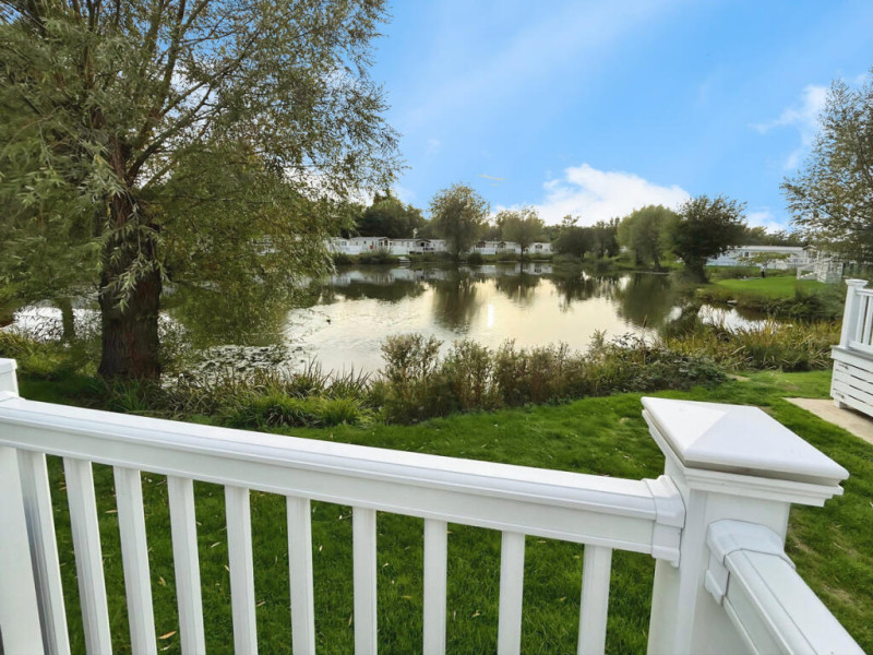 ABI Blenheim 2020 static caravan on a lakeside pitch at Hoburne Cotswold, nr Cirencester, Gloucestershire