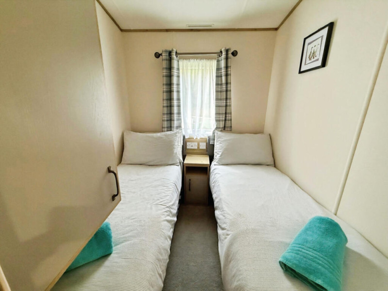 ABI Blenheim 2020 static caravan on a lakeside pitch at Hoburne Cotswold, nr Cirencester, Gloucestershire