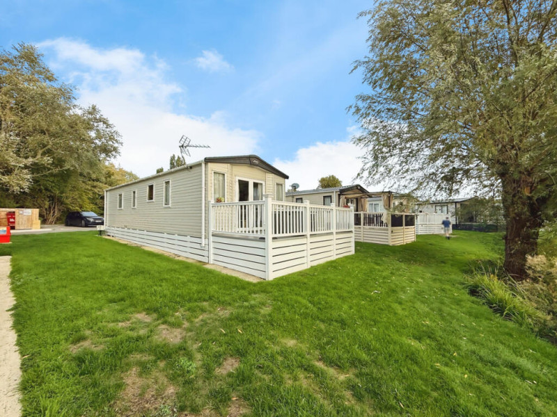 ABI Blenheim 2020 static caravan on a lakeside pitch at Hoburne Cotswold, nr Cirencester, Gloucestershire