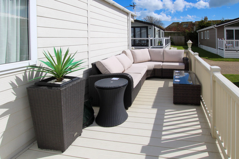 Delta Cambridge 2015 plus great decking on a gated area on New Beach, Dymhurch, Kent.